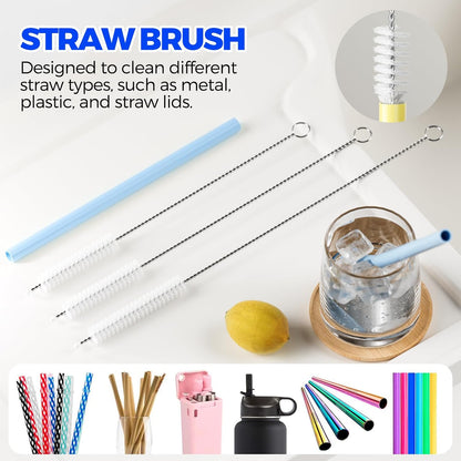 6 PACK Holikme 4 in 1 Cup Lid Cleaning Brush Set with 3 Straws, Multifunctional Bottle Brush, Silicone Cup Lid Gap Cleaner, Durable Bristle Crevice Cleaning Brush,Flat End Brushes,Navy & Black & Olive