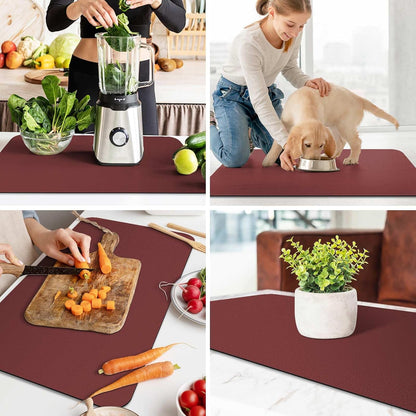 WISELIFE Dish Drying Mat Super Absorbent Drying Mat Large Dish Drying Mats for Kitchen Counter Easy Clean Dish Mat Kitchen Drying Mat15"x 18" Stylish Grey
