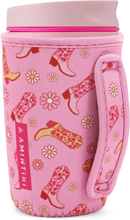Cute Sleeve for Owala Coffee Tumbler, Neoprene Cover with Handle for Owala SmoothSip Slider, Scratch Resistant Coffee Mug Sleeve for Women to Office, Workout, Coffee Break. (Coffee Break)