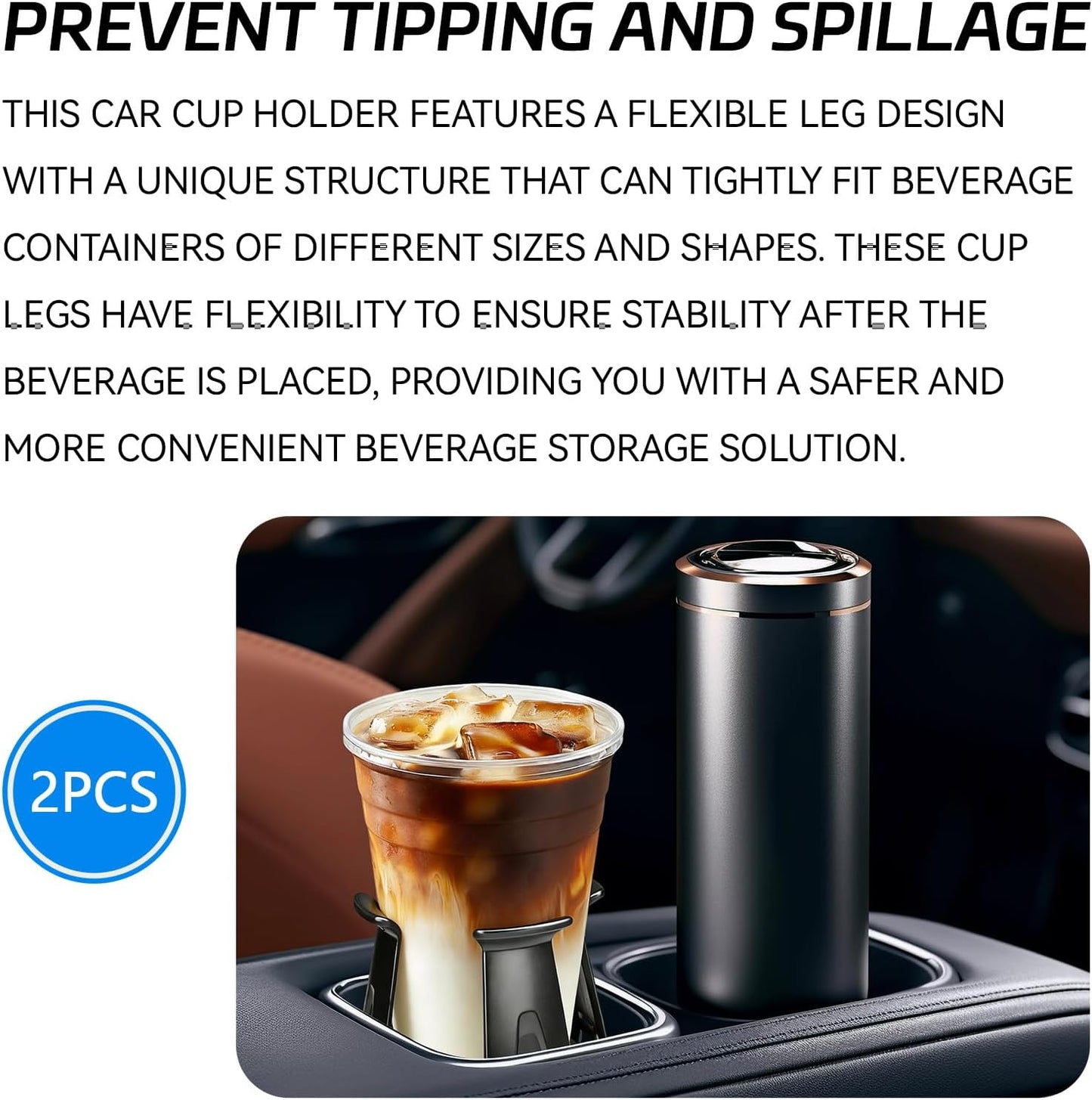 Car Cup Holder Expander, Adjustable Vehicle Energy Drink Holder Insert with Adaptive Clamping Arm Automotive Cups Holders Adapter for Car Slim Cans, Bottle Water Cups, Adhesive Drink Storage Rack