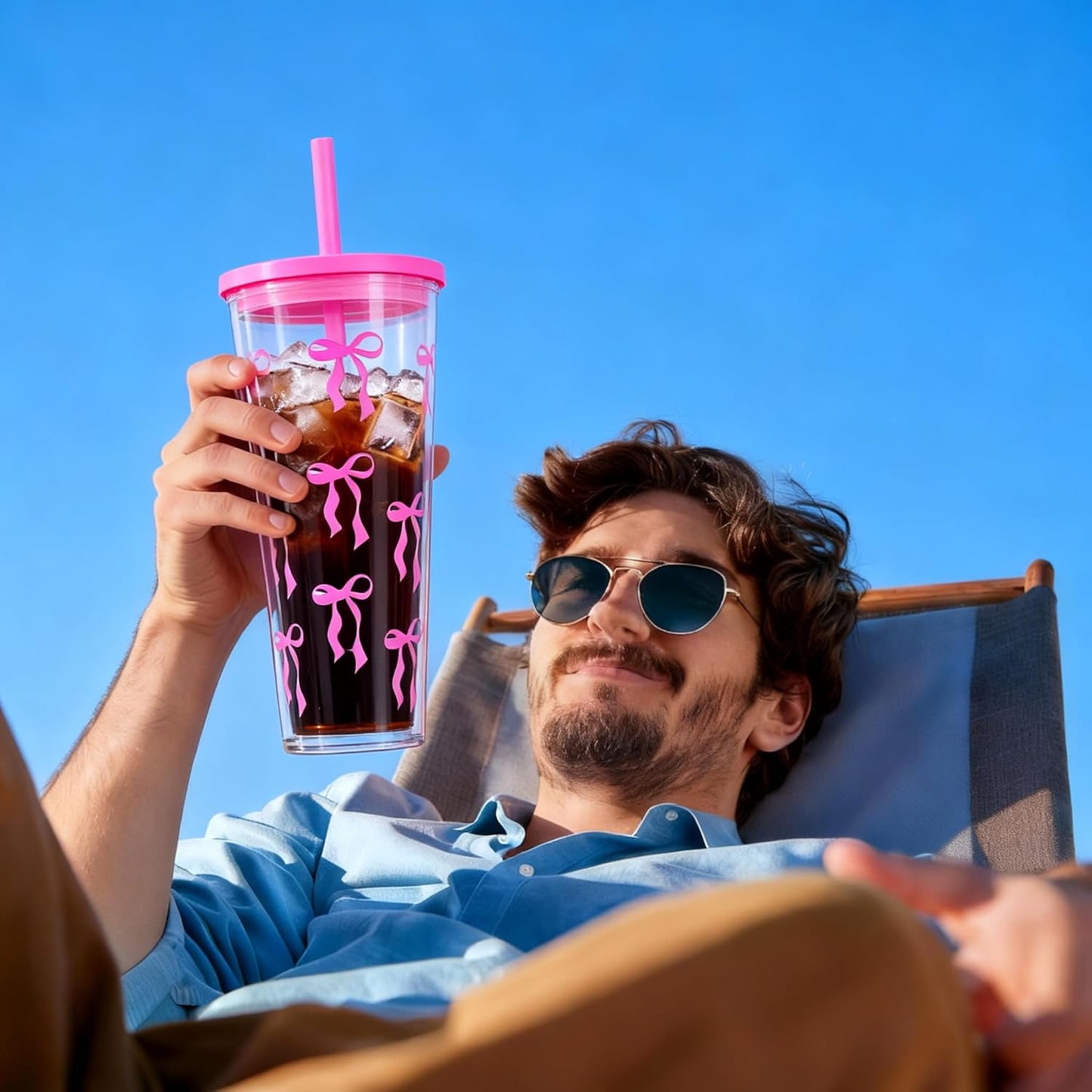 24oz Tumbler with Lid and Straw, Leak Proof and Double Wall Insulated Reusable Plastic Cups,Travel Reusable Iced Coffee Cup (1, Pink)