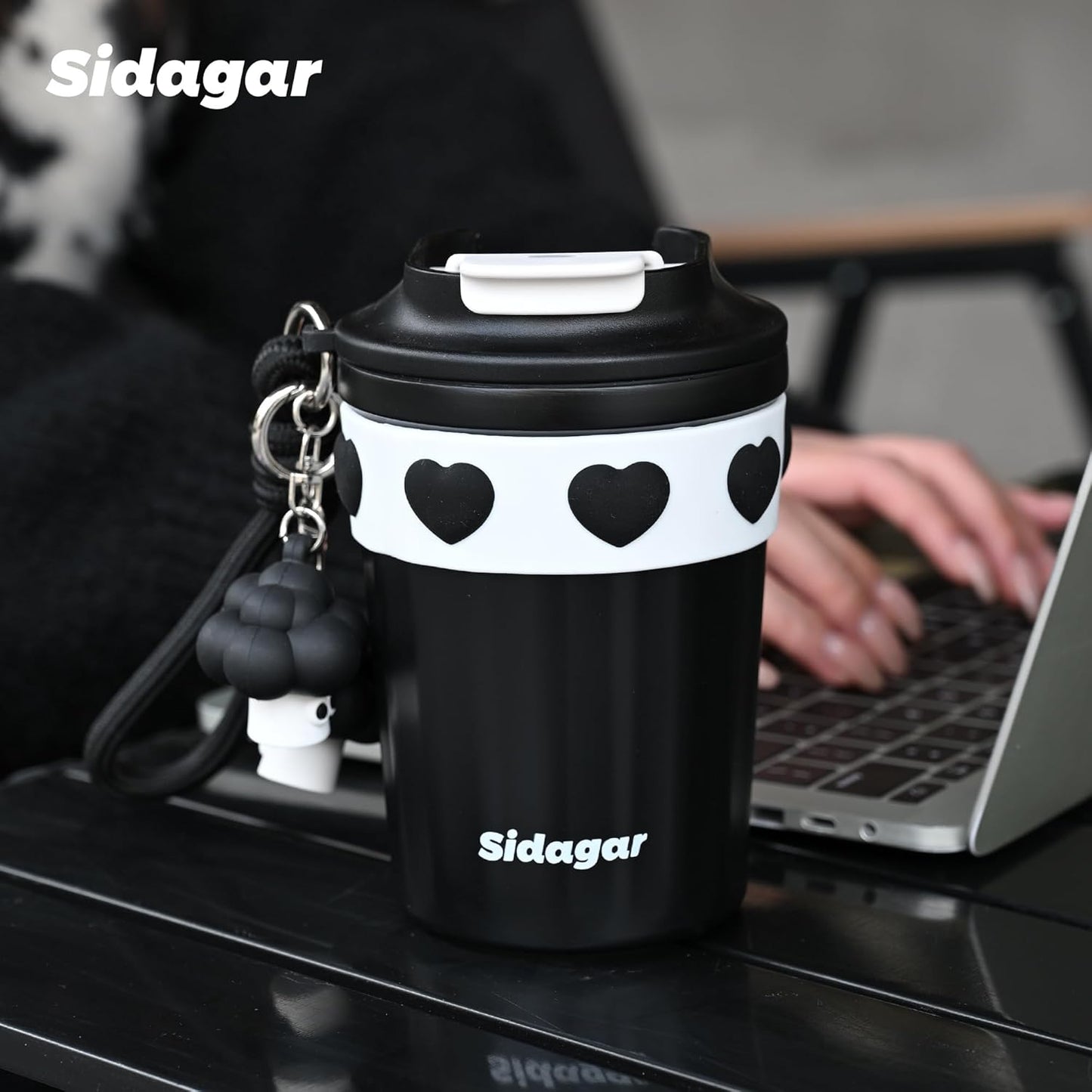 SDGA+ 12 oz Travel Coffee Mug Spill Proof Leak Proof, Stainless Steel Thermal Coffee Cup with Lid, Resuable Cup for Hot and Cold, Portable Tumbler for Women, Light Pink