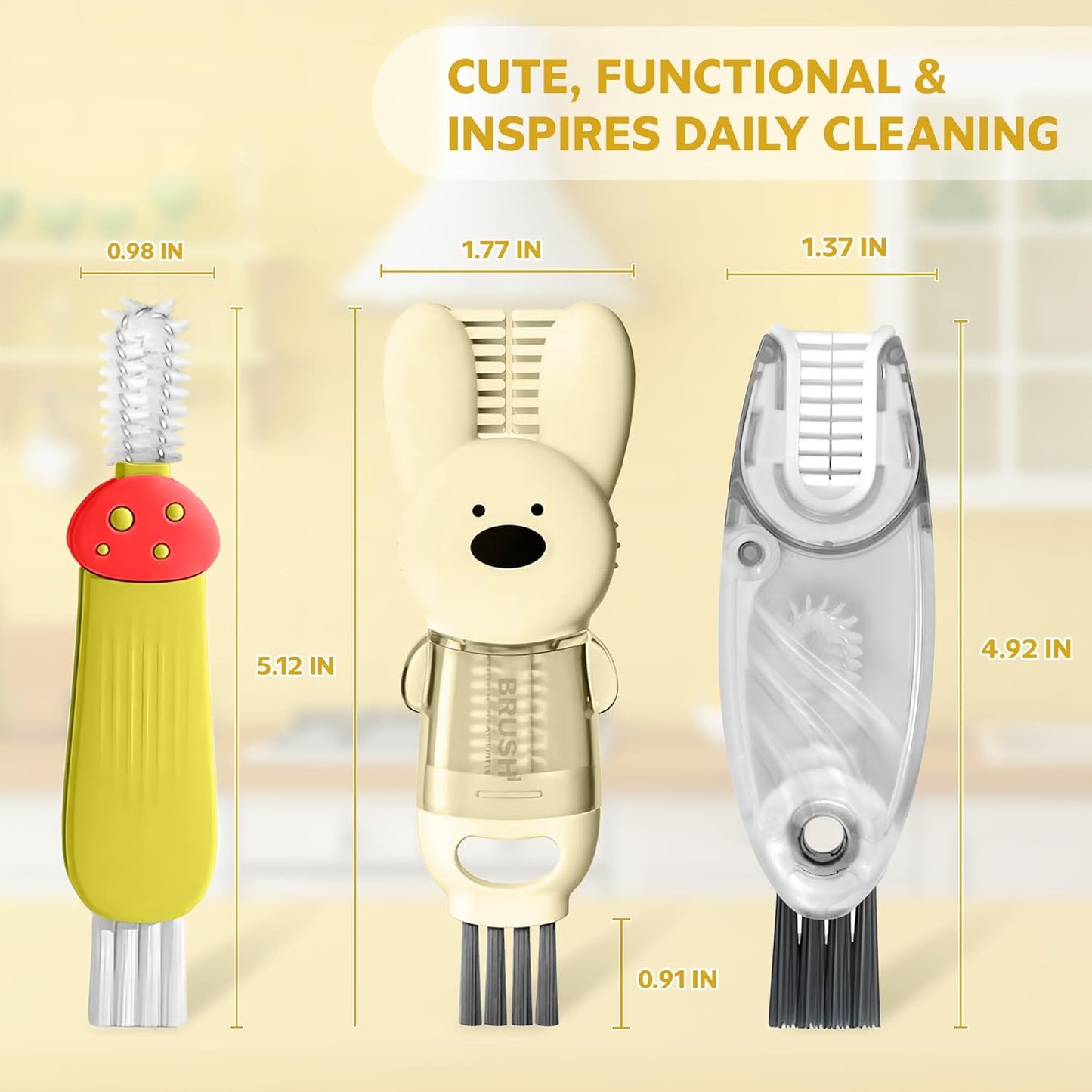 Cup Lid Cleaning Brush, Multifunctional Set with 3 in 1 Lid Cleaner and Two 4 in 1 Cup Lid Cleaning Brushes, Cleaning Brush Tool for Bottles, Straws, Tumblers, Travel Mug Caps, Portable Kit (Blue)