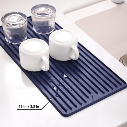 Dish Drying Mat, Mini Silicone Drying Mat for Kitchen Counter, Heat Resistant Silicone Mat for Countertop Protector, Super Thick Non-Slip Dish Drying Pad for Coffee Cup/Bottle/Glassware