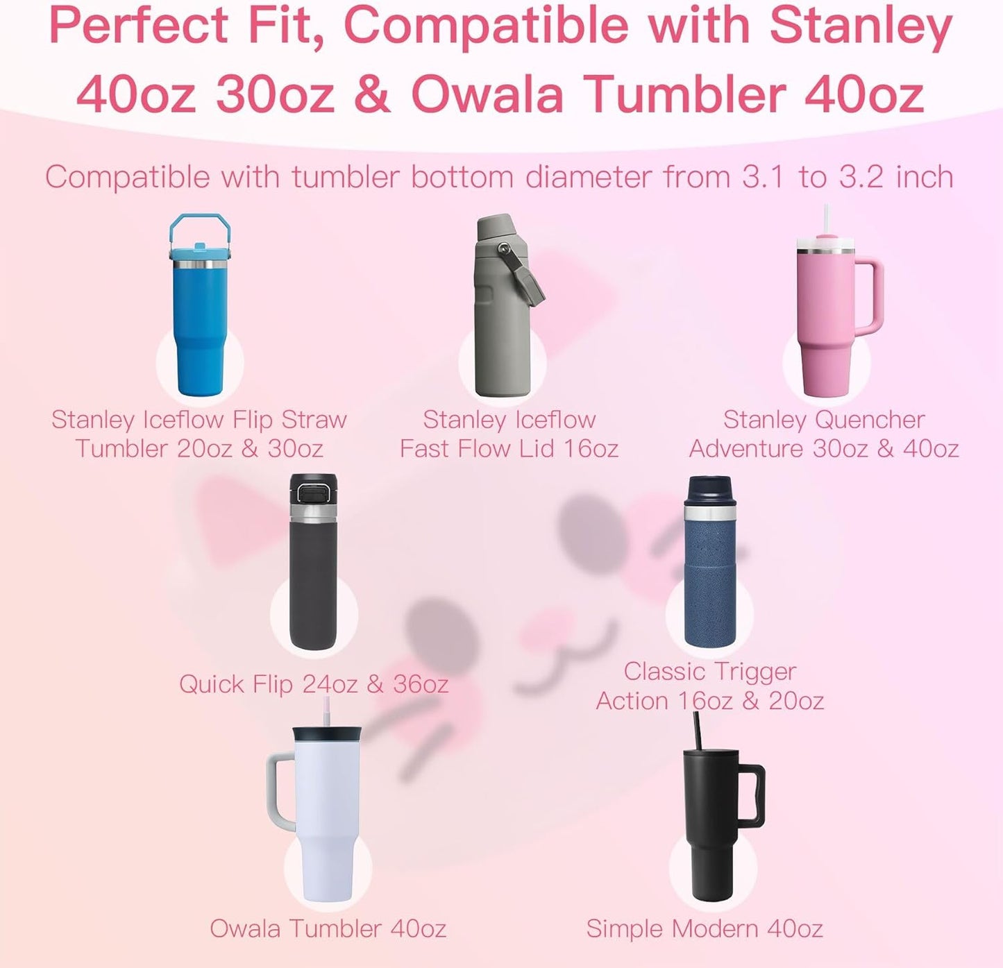 SEVENKA Silicone Boot for Stanley 40 30 oz Quencher Tumbler, IceFlow Water Bottle 30/20 oz, Cup Bottom Sleeve 3.1 inch Diameter
