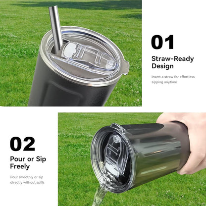 Tumbler Lid Replacement 2 Pack for 20 oz Tumblers - Compatible with Yeti Rambler & More 3.2" Mugs, Spill Proof and Splash Resistant Crystal Clear Sliding Lids, BPA-Free, Straw Friendly