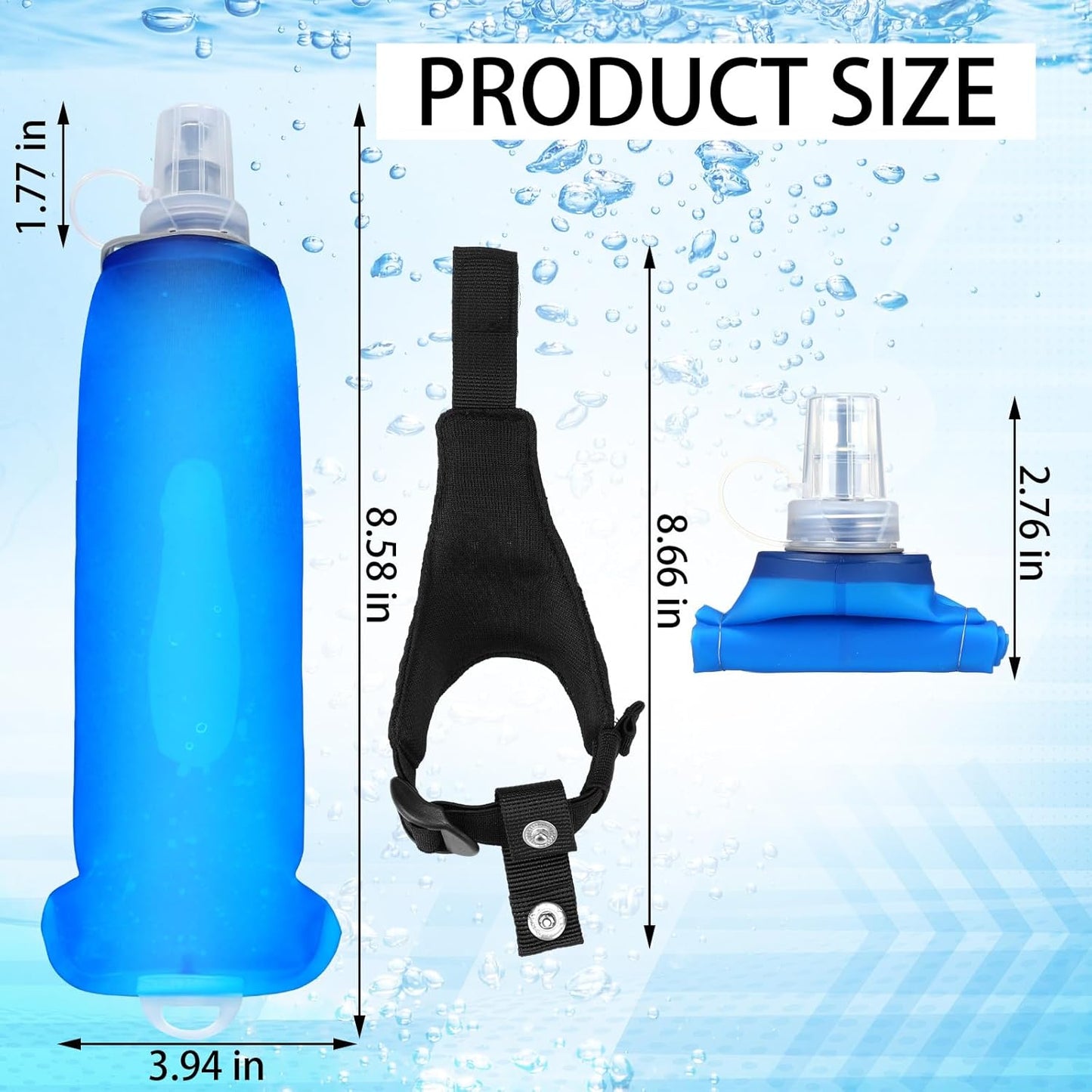 LemonRoad Ultralight Running Collapsible Handheld Water Bottle with Hand Strap 17 Oz/ 500 ml Adjustable Strap Handheld Water Bottle Spill-proof Cap for Running Marathons Hiking Cycling Climbing
