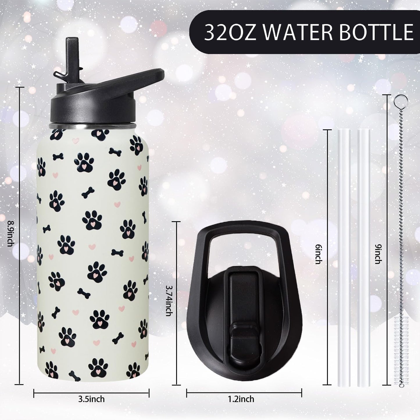 32 oz Pickleball Insulated Water Bottle with Straw - Pickleball Gym Hiking Sports Coffee Mug | Perfect Pickleball Gifts for Women, Pickleball Decor Accessories