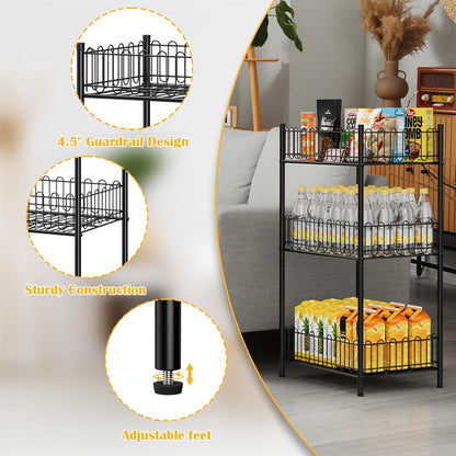 OYEAL Water Bottle Holder Rack 3 Tier Soda Drink Organizer Vertical Metal Food Storage Shelf for Kitchen Countertop Pantry, Can Storage Organizer for Pantry