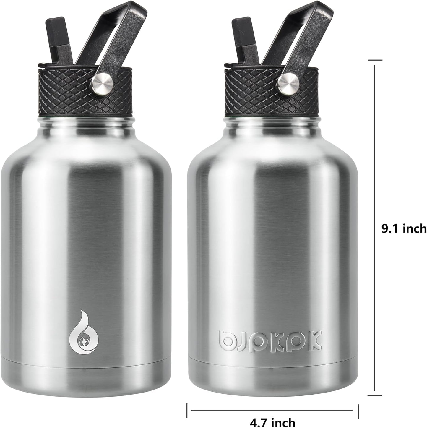 BJPKPK Insulated Water Bottles with Straw Lid, 40oz Stainless Steel Water Bottles with 3 Lids, BPA Free Leakproof Thermo, Tumblers, Cups for Sports, Gym- Midnight - Colors B