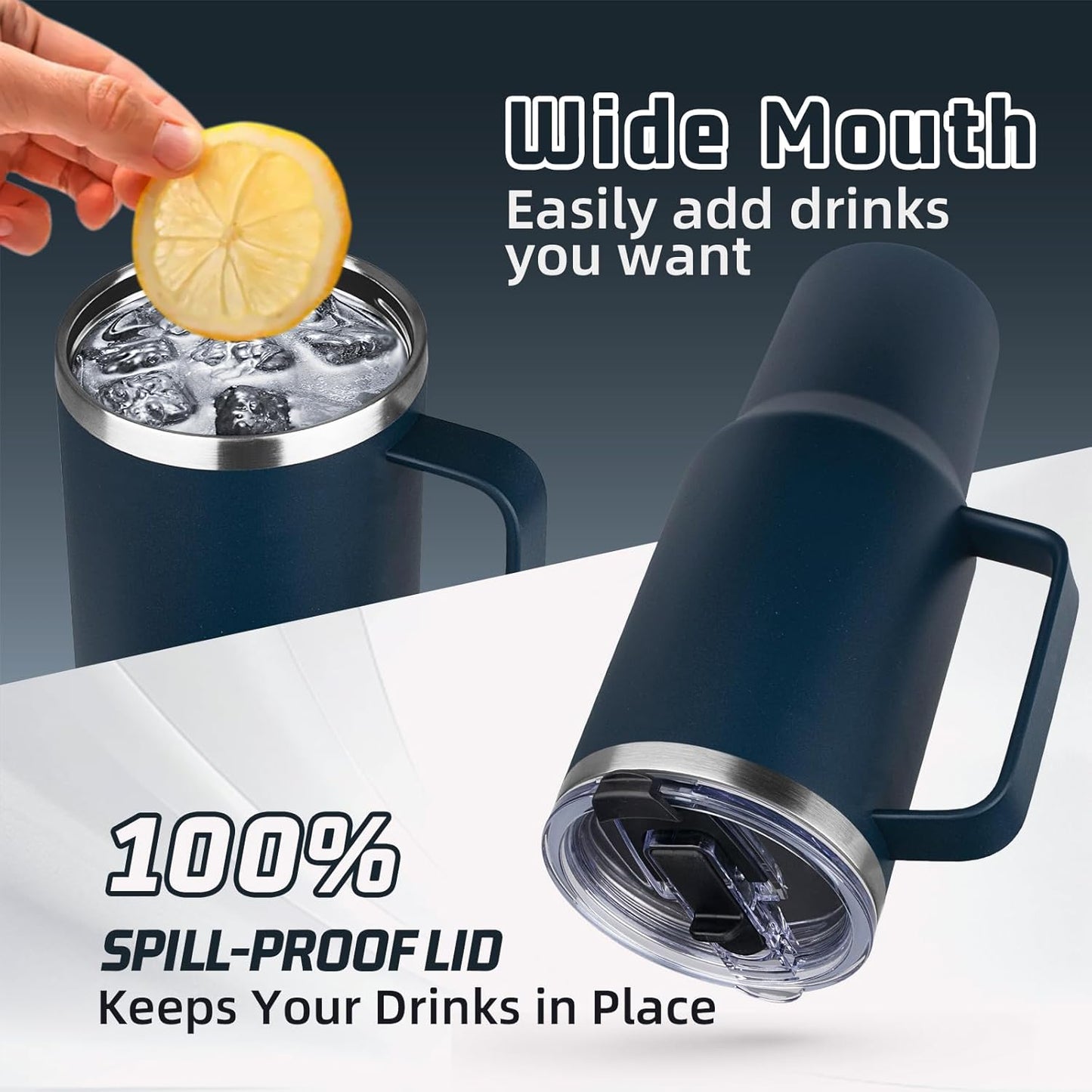 20 oz Tumbler with Handle, Stainless Steel Insulated Tumbler with Lid and Straw, Double Wall Vacuum Coffee Mug Tumbler, Insulated Coffee Thermal Cup for Cold and Hot (Light Purple)
