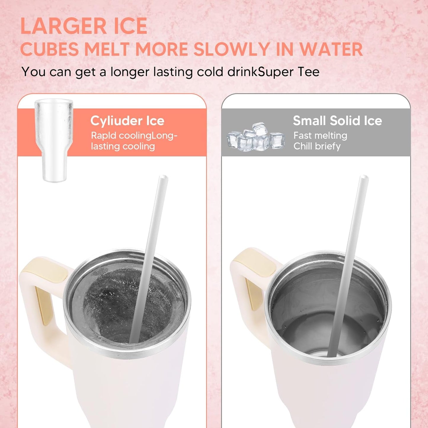 Ice Tray Mold for Stanley Cup 30 Oz-40 Oz, All-in-One Silicone Hollow Cylinder Ice Mold for Tumbler Stanley Cups,Easy Release Ice Cube Tray for Juice Coffee Whiskey Cocktail-Orange