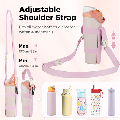 EasyAcc Water Bottle Holder Strap Sling, for Owala FreeSip 24 32 40 oz, Hydro Flask, Cirkul, Yeti, Stanley Flip, Universal Water Bottles, with Carabiner, for Walking Curise Travel (Bottle Excluded)