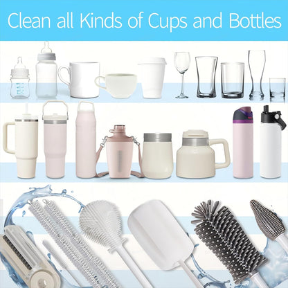 8Pcs Water Bottle Cleaner Brush Compatible with Stanley, Multipurpose Brush Cleaner Kit with Nylon Straw Brush 4 in 1 Bottle Gap Cleaner and Silicone Cup Cleaners