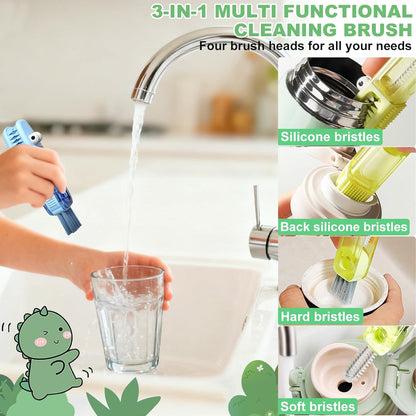 3 in 1 Cup Lid Cleaning Brush, Portable Water Bottle Brush, Multifunctional Bottle Cleaner Brush Set for Tight Spaces, Bottle Gaps, Tumblers, Travel Mug Caps(3 PCS)