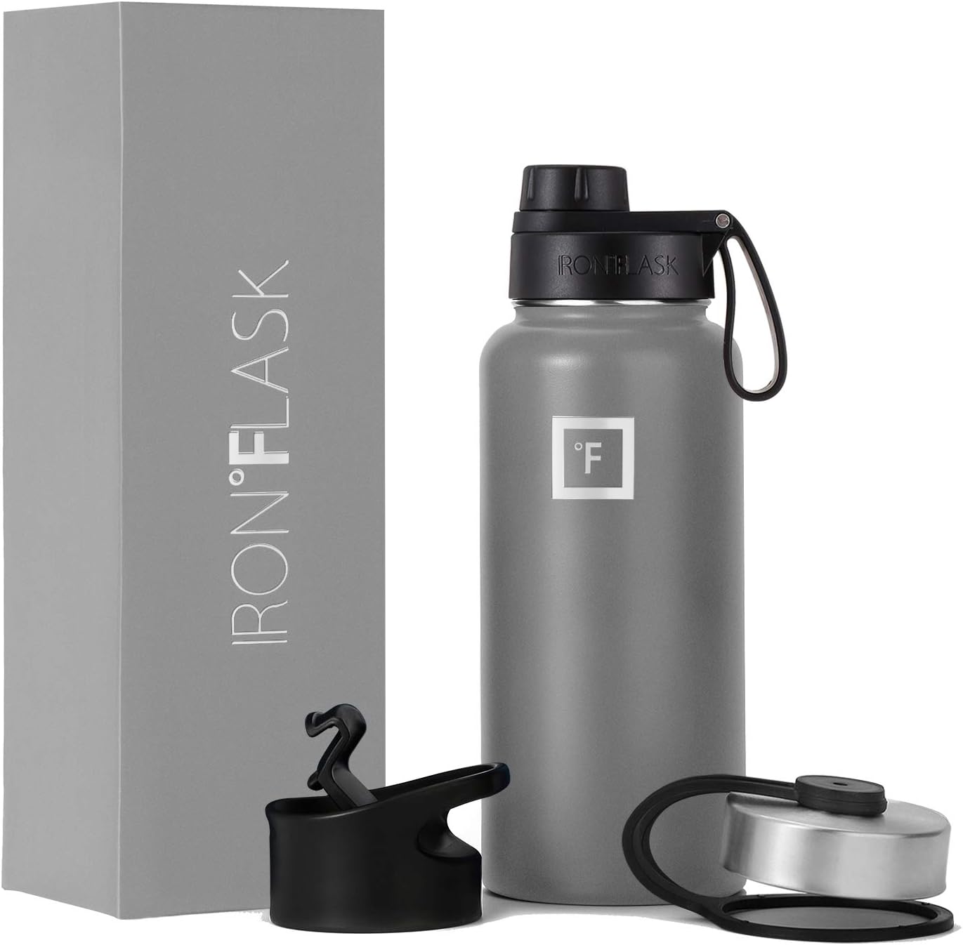 IRON °FLASK Camping & Hiking Hydration Flask with Straw, Wide Mouth Insulated Stainless Steel Sports Water Bottle - 22 oz Aurora