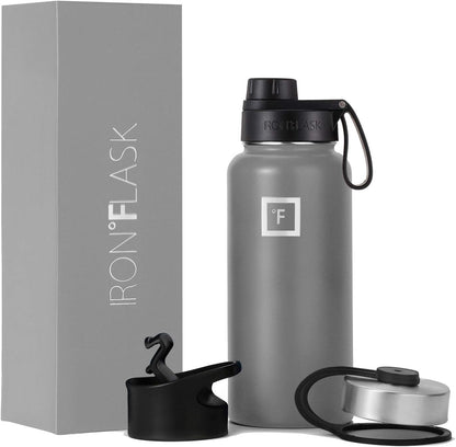 IRON °FLASK Camping & Hiking Hydration Flask with Straw, Wide Mouth Insulated Stainless Steel Sports Water Bottle - 22 oz Aurora