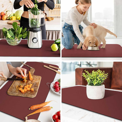 WISELIFE Dish Drying Mat Super Absorbent Drying Mat Large Dish Drying Mats for Kitchen Counter Easy Clean Dish Mat Kitchen Drying Mat15"x 18" Stylish Grey