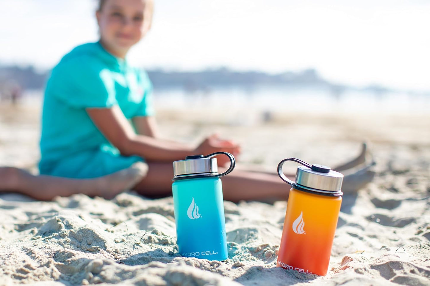 HYDRO CELL Stainless Steel Insulated Water Bottle with Straw - For Cold & Hot Drinks - Metal Vacuum Flask with Screw Cap and Modern Leakproof Sport Thermos for Adults (Neon 18oz)