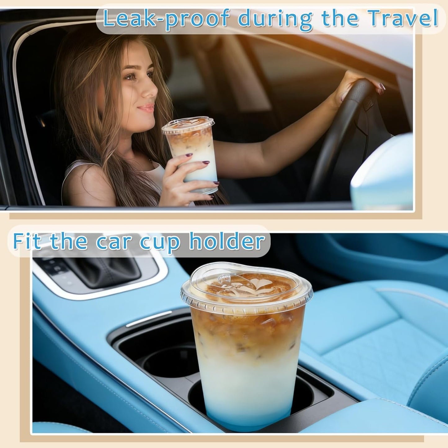 100 Set 16oz Clear Plastic Cups with Sip Lids and Straws,Disposable iced coffee cups with lids for Cold Drinks,Smoothies, Juices,Round Bottom To Go Coffee Cups for Party,Picnic (16, ounces)