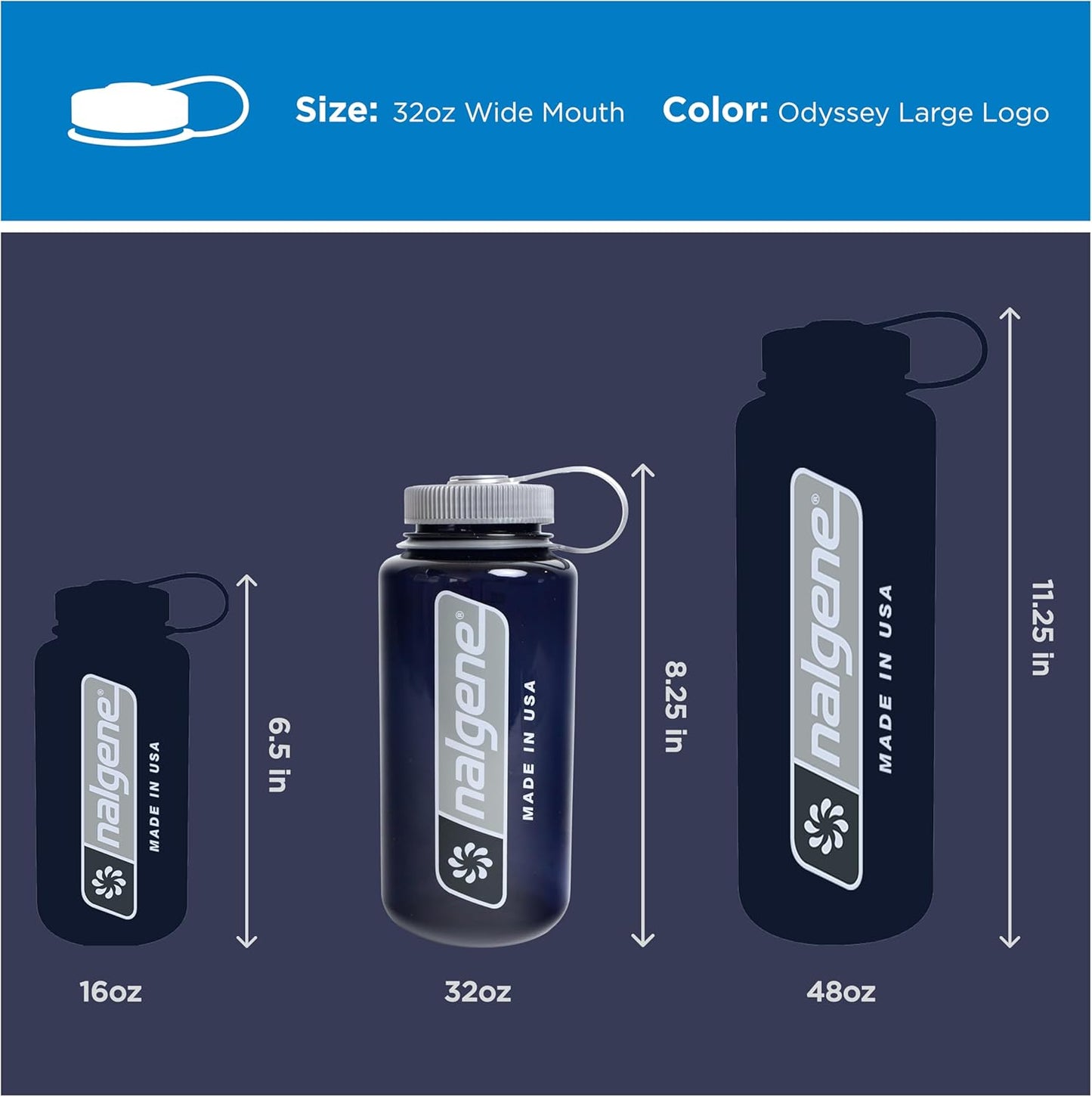 Nalgene 32 oz Wide Mouth Water Bottle | BPA-Free, Durable & Leak Proof, Lightweight Bottle for Hiking & Gym, Work & Travel