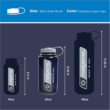 Nalgene 32 oz Wide Mouth Water Bottle | BPA-Free, Durable & Leak Proof, Lightweight Bottle for Hiking & Gym, Work & Travel