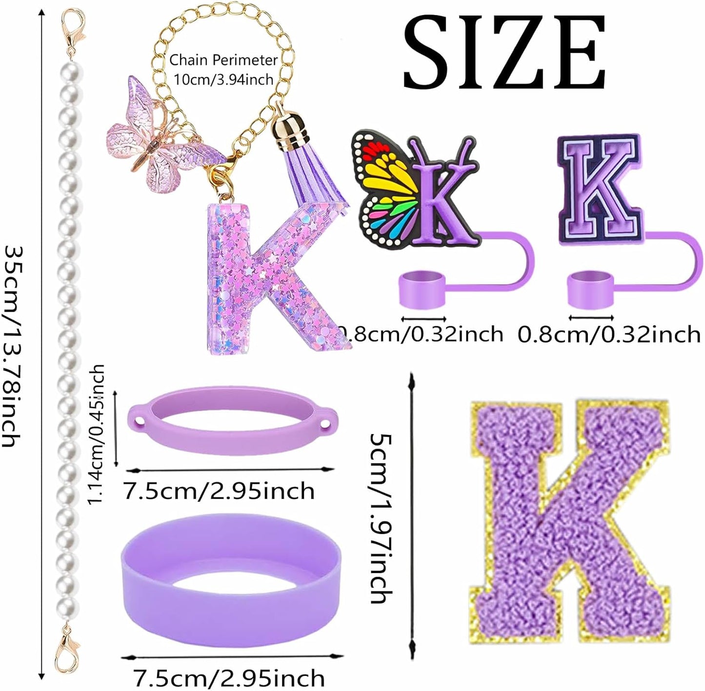 7pcs Cup Accessories for Stanley 30/40oz Tumbler, Handle Strap, Straw Cover, Silicone Boot, Letter Charm Stickers