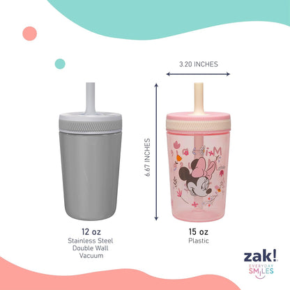 Zak Designs 15oz Bluey Kelso Tumbler Set, Leak-Proof Screw-On Lid with Straw Made of Durable Plastic and Silicone, Perfect Bundle for Kids, 2 Count (Pack of 1) - Colors A