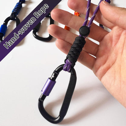 Paracord Keychain/Carabiner Clip - Jaymokes D Ring Metal Hook for Water Bottle, Key, Backpacks and More
