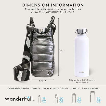 WanderFull Original HydroBag Fits Up to 32 oz Water Bottle Holder with Strap – Hands-Free Crossbody Water Bottle Carrier Bag with Phone Pocket - Colors B