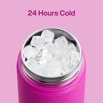 ENCOOL Insulated Water Bottle with Straw Stainless Steel Water Bottle, Leak-Proof, BPA-Free, Double Wall Vacuum Keeps Cold for 24 Hours for Sports, Travel, School (26 oz, Cotton Candy) - Colors B
