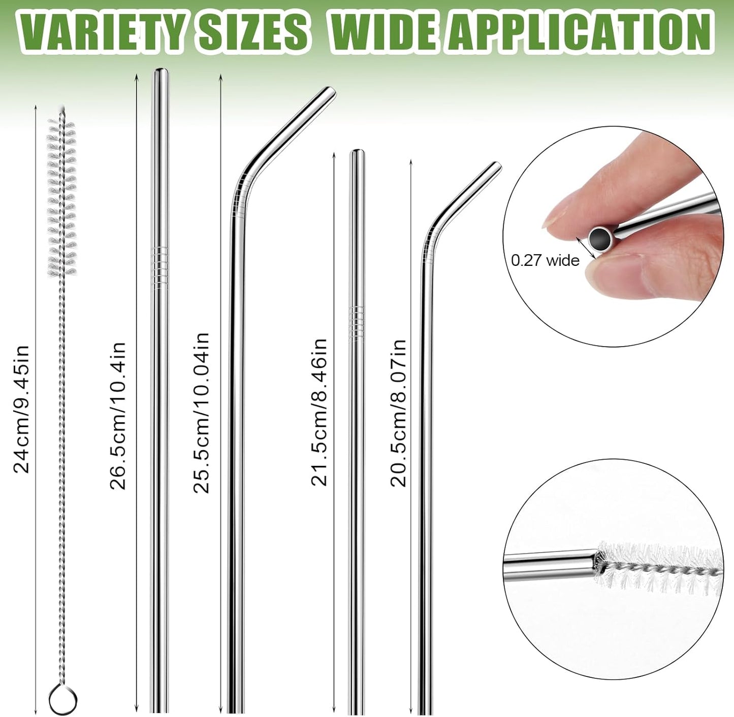 Lazycorner 16 Pcs Metal Straw Reusable 8.5" 10.5" 6mm Stainless Steel Straws for Tumblers 20oz-32oz, Rainbow Drinking Straws with Silicone Tips, 4 Straw Cleaner Brush, 1 Travel Case