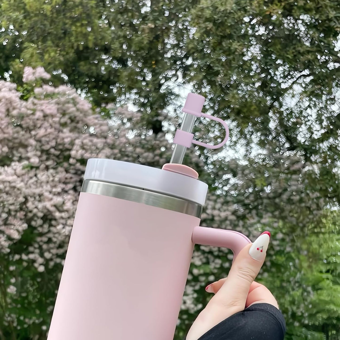 Clear Replacement Straw with Covers for Stanley 40&30 oz Cup, 10mm Reusable Straws with Cleaning Brush, Accessories for Stanley Tumbler