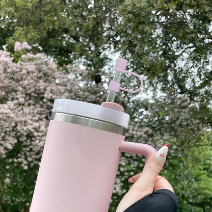Clear Replacement Straw with Covers for Stanley 40&30 oz Cup, 10mm Reusable Straws with Cleaning Brush, Accessories for Stanley Tumbler