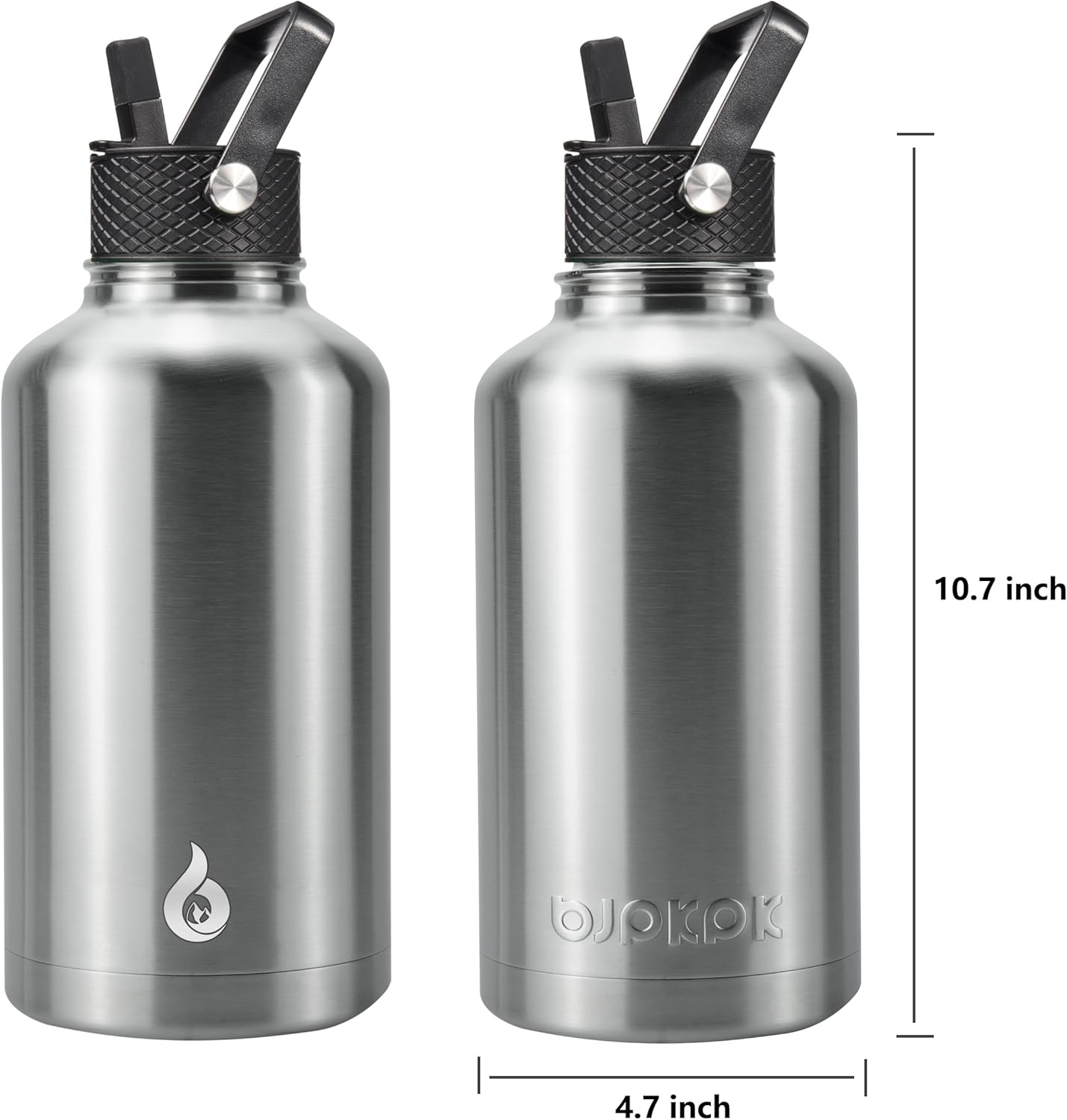 BJPKPK Insulated Water Bottles with Straw Lid, 40oz Stainless Steel Water Bottles with 3 Lids, BPA Free Leakproof Thermo, Tumblers, Cups for Sports, Gym- Midnight - Colors B