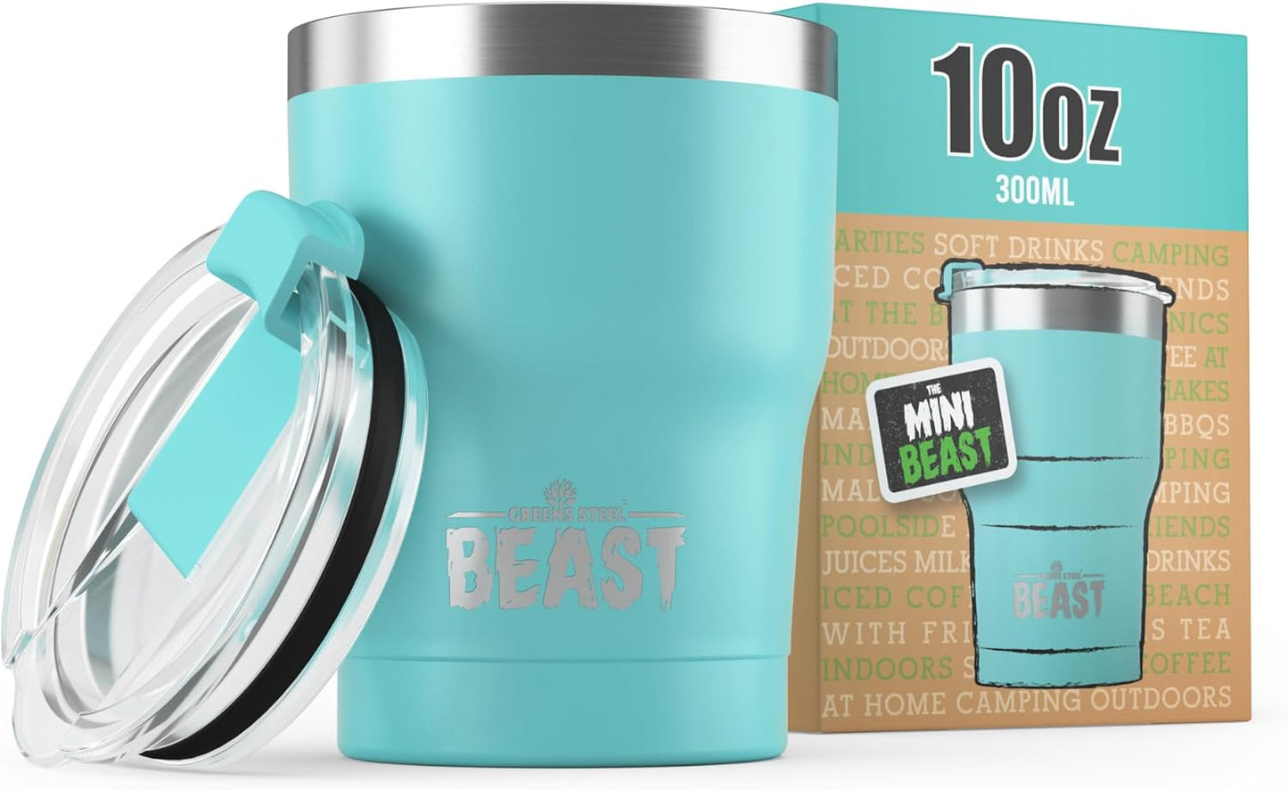 Beast 10 oz Tumbler Stainless Steel Vacuum Insulated Coffee Ice Cup Double Wall Travel Flask (Arctic White)