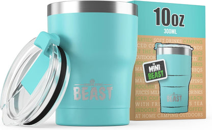 Beast 10 oz Tumbler Stainless Steel Vacuum Insulated Coffee Ice Cup Double Wall Travel Flask (Arctic White)