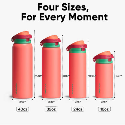 ENCOOL Leakproof Insulated Water Bottle with Straw Dual-Sip Water Bottle Bag-Safe Design for Work, Commute & Gym – Keeps Drinks Cold All Day, 24 oz, Lemonade Pink - Colors A