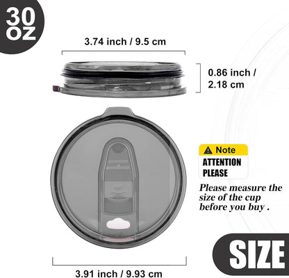 2 Replacement Lids for Stainless Steel Tumbler Travel Cup - Fits OF Inner diameter 3.7 to 3.74 INCH Yeti Rambler and others (Transparent) (30 OZ)