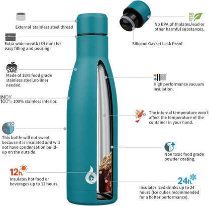 BJPKPK Insulated Water Bottle 12oz Small Stainless Steel Water Bottles Reusable Metal Thermal Keep Cold and Hot,Dreamy Purple - Colors A