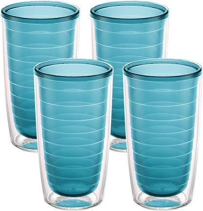 Tervis Clear & Colorful Tabletop Made in USA Double Walled Insulated Tumbler Travel Cup Keeps Drinks Cold & Hot, 16oz Mug, Clear