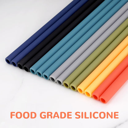 Tomorotec 15PCS Reusable Silicone Drinking Straws w/ 2 Brushes, Fit for Stanley Tumbler 40oz 30oz 20oz, 12" Long Customizable for Various Drinkware, Dishwasher Safe, BPA-Free, Safe for Teeth (Macaron)