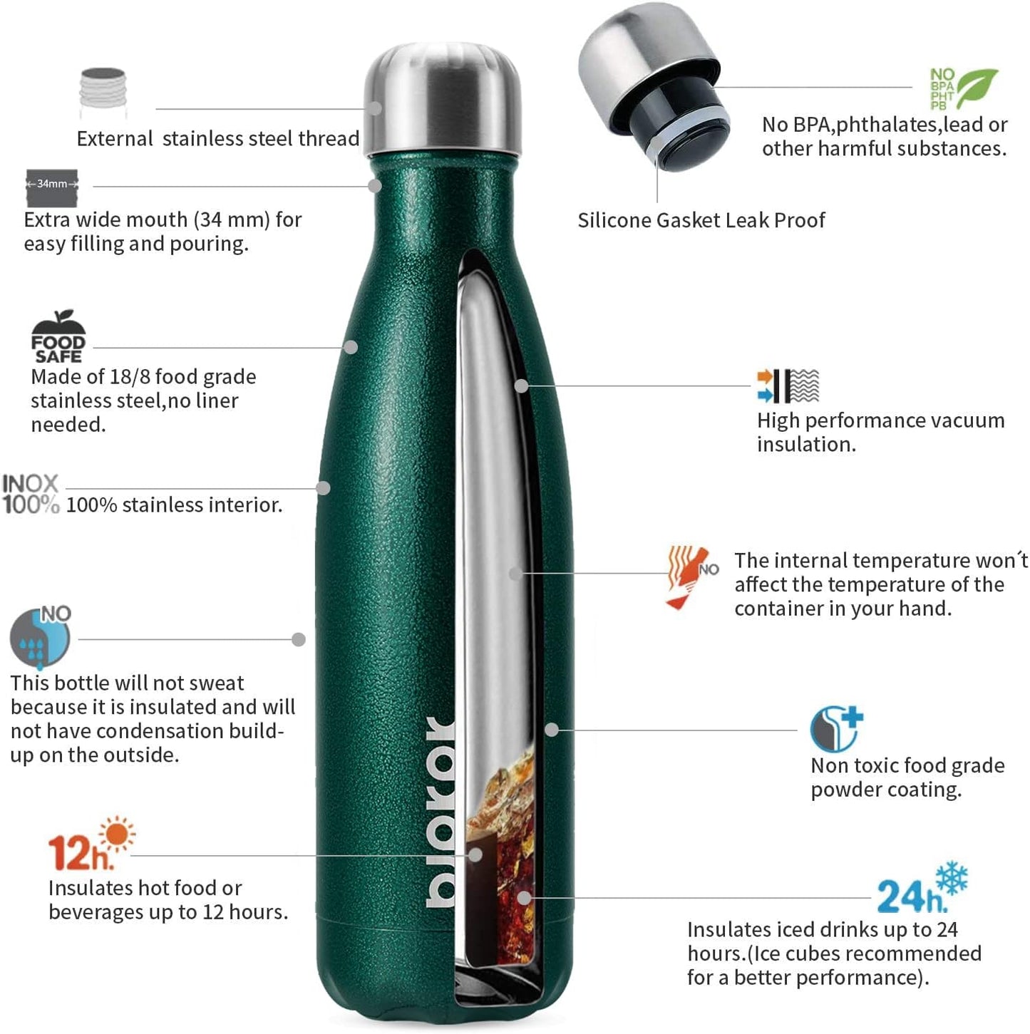 BJPKPK Insulated Water Bottle 12oz Small Stainless Steel Water Bottles Reusable Metal Thermal Keep Cold and Hot,Dreamy Purple - Colors B