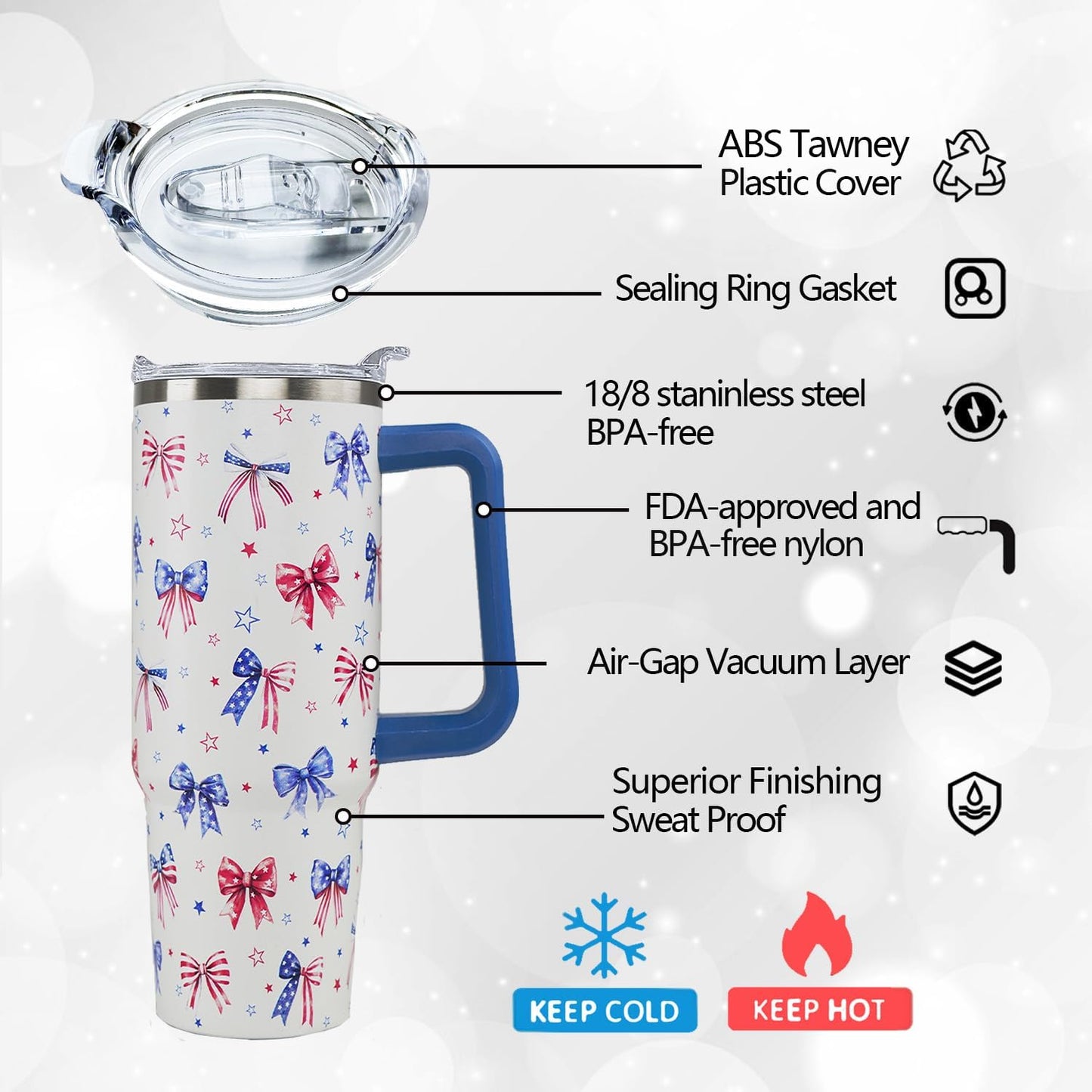 Ceovfoi 40 oz Pickleball Coffee Mug Vacuum Insulated Travel Tumbler with Handle, Lid & Straw - Perfect Pickleball Gifts for Players, Coaches, Lovers | Pickleball Accessories