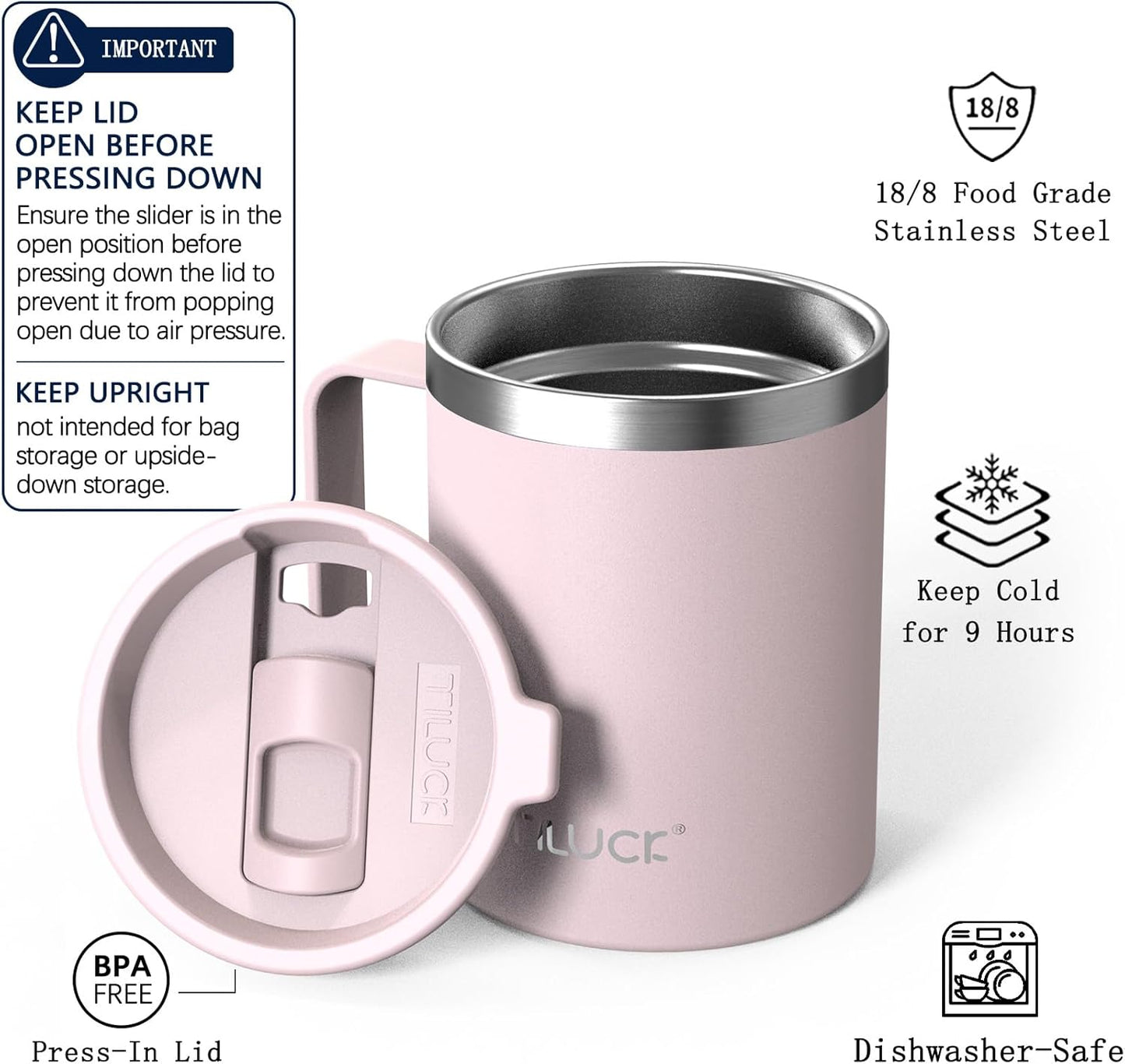 TILUCK 20 oz Insulated Tumbler with BPA-Free Lid, Stainless Steel Vacuum Travel Coffee Mug, Double Wall Coffee Tumbler（20oz，Matte DarkBlue）