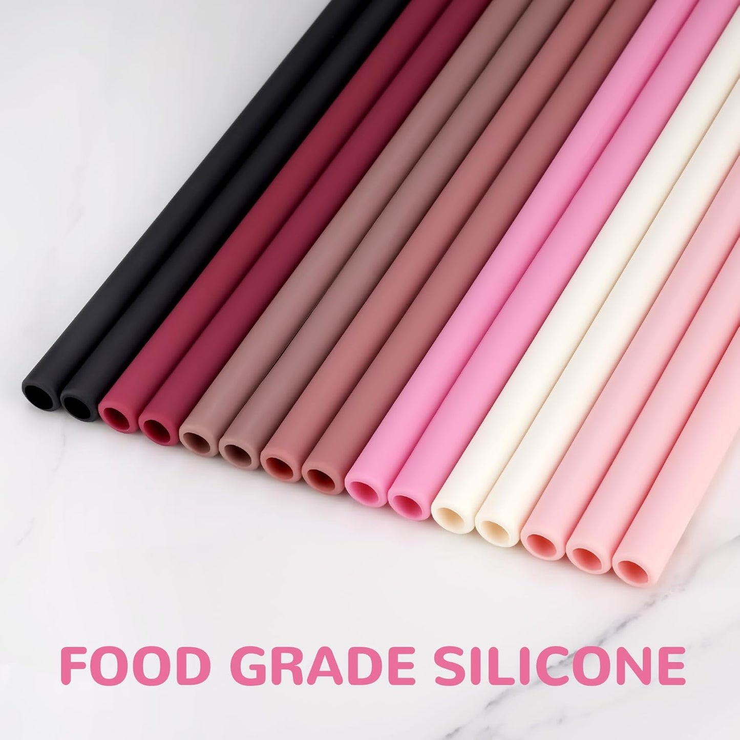 Tomorotec 15PCS Reusable Silicone Drinking Straws w/ 2 Brushes, Fit for Stanley Tumbler 40oz 30oz 20oz, 12" Long Customizable for Various Drinkware, Dishwasher Safe, BPA-Free, Safe for Teeth (Macaron)