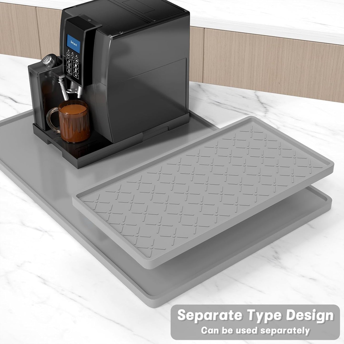 Rnivvi Silicone Coffee Mat, 16" x 24" Waterproof Raised Edge Coffee Bar Mats for Espresso Machine Station Accessories, Heat Resistant Detachable Dish Drying Pad for Kitchen Counter, Dish Rack, Green