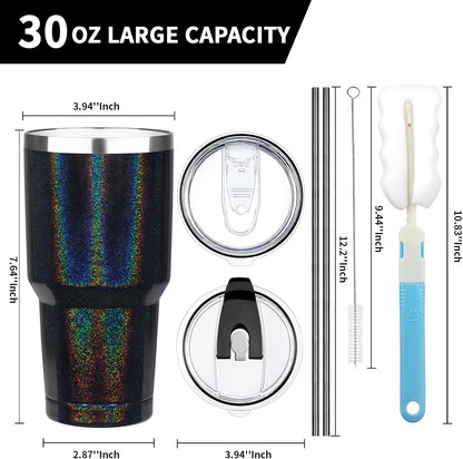20 oz Tumbler with Lids and Straws, Stainless Steel Insulated Coffee Tumbler, Double Wall Vacuum Insulated Travel Mug Cup, Leakproof Thermal Coffee Cup for Hot and Cold Drinks (azure blue)