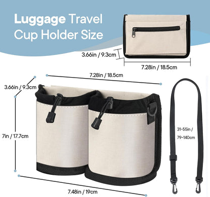 Extra Luggage Cup Holder Free Hand Drink Caddy for Suitcases to Travel and Business Trip,Travel Must Haves Men Women,Holds Two Coffee Cups,Passport,Flight Attendant Essential Organizer-Apricot