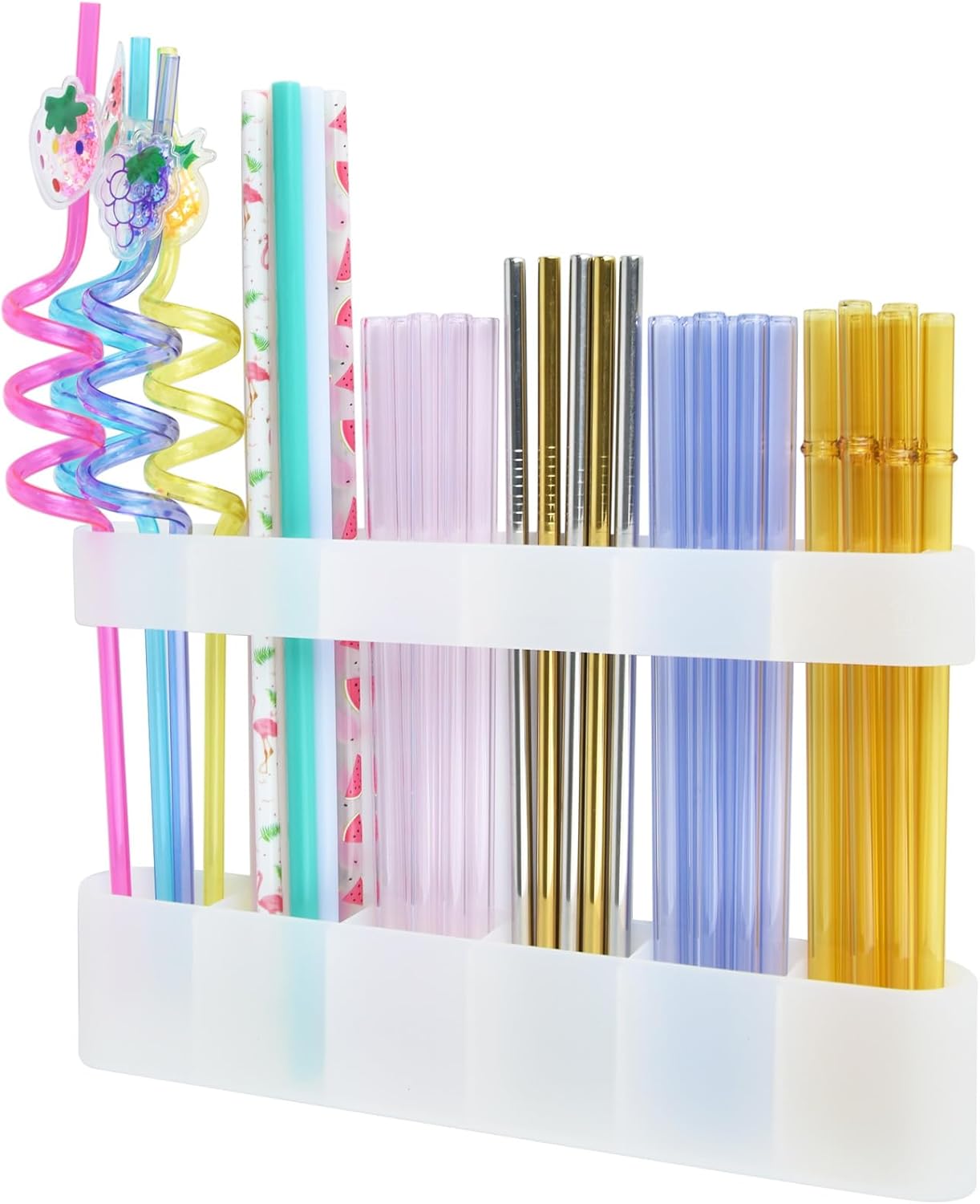 Straw Holder for Cabinet Door, Silicone Straw Organizer for Cabinet Door, Kitchen Cabinet Organizer Reusable Straws Dispenser for Home Kitchen Accessories (White)